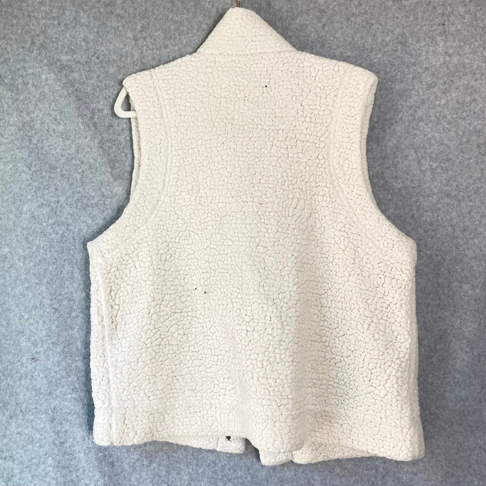 Aerie teddy bear sherpa fleece button front plaid interior vest sz L - Picture 2 of 10